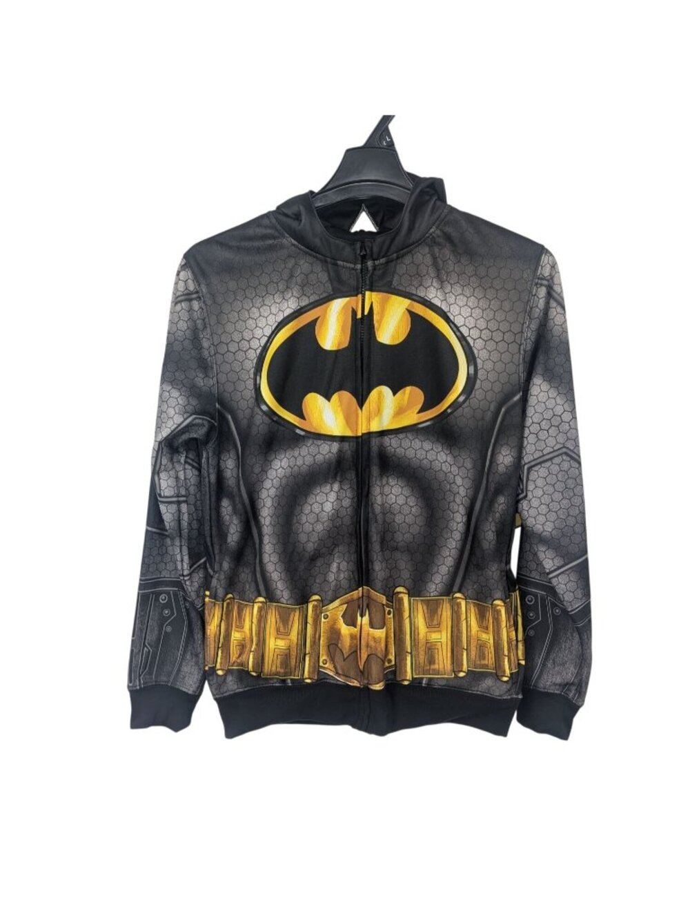 Batman DC Comics Full Zip Hoodie Graphic Armor Print Y2K Streetwear Geek Medium